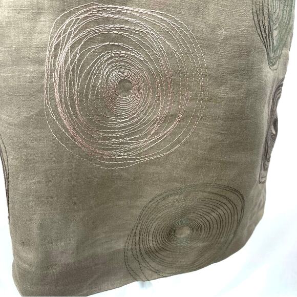 Boden Linen Short Sleeve Light Brown Shift Dress Embroidered Size 8 - Picture 5 of 7